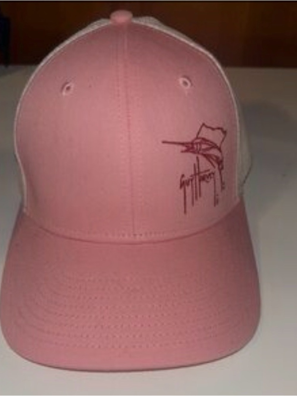 Guy Harvey Pink and White Mesh Baseball Cap